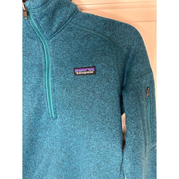 Patagonia Womens Small Quarter-Zip Blue Fleece Pullover With Arm Pocket - Picture 7 of 10